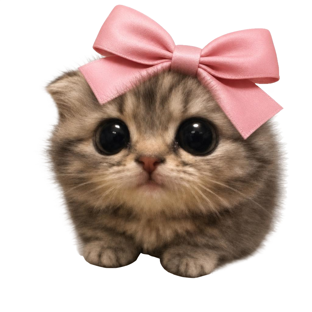 Cat Girl kitten with pink bow